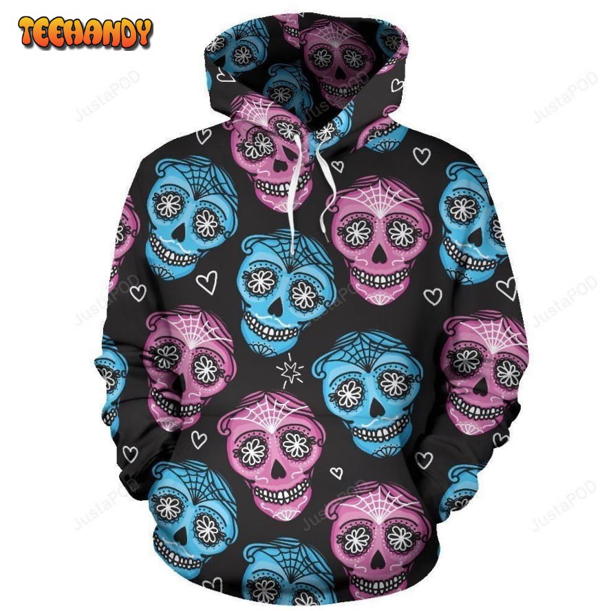 Day of the Dead Skull Print Pattern Pullover 3D Hoodie For Men Women