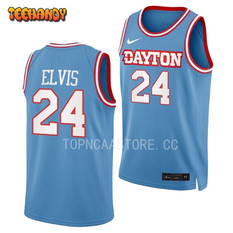 Dayton Flyers Kobe Elvis 2023 Blue College Basketball Jersey