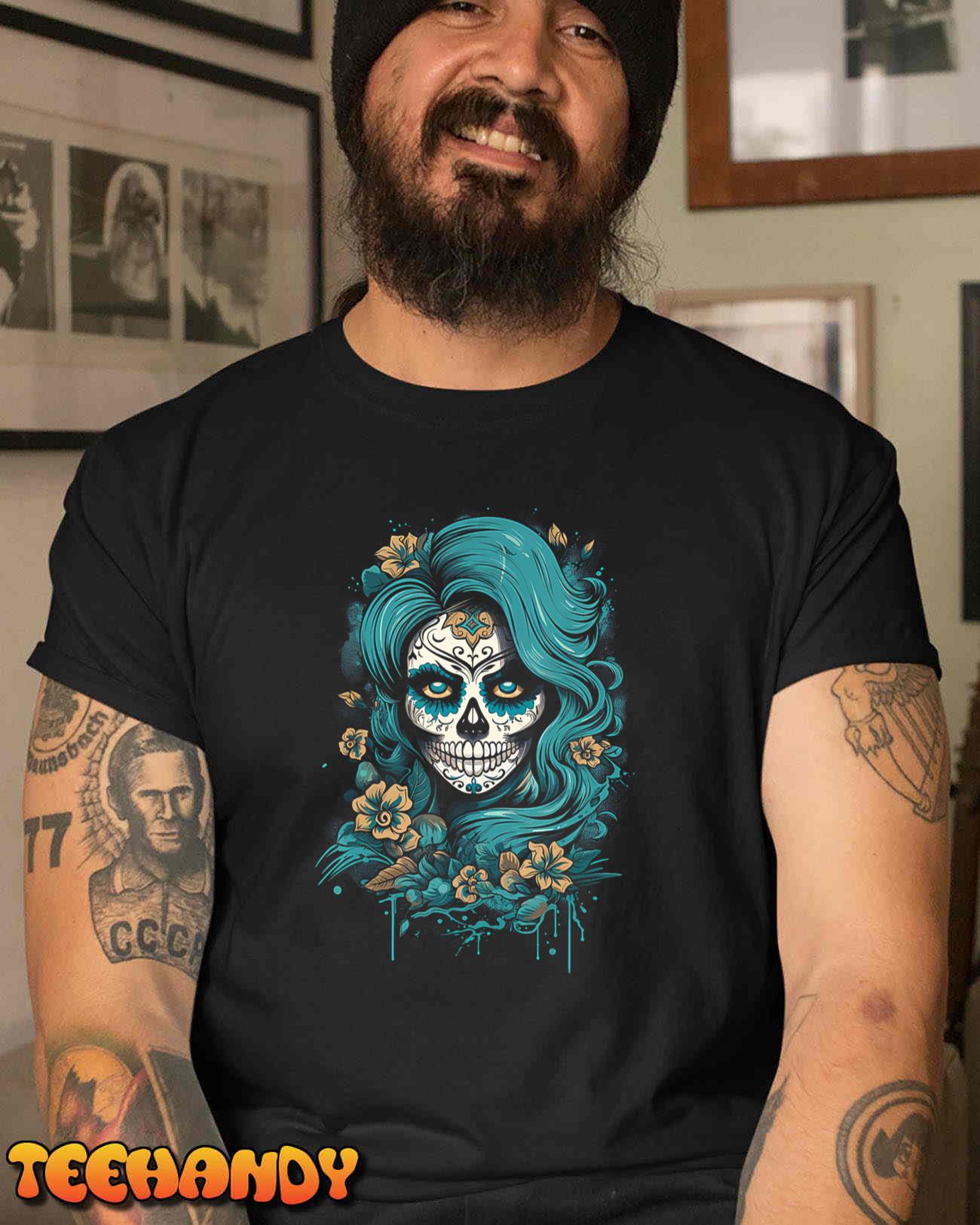 De Los Muertos La Catrina Day of the Dead Sugar Skull Women T-Shirt