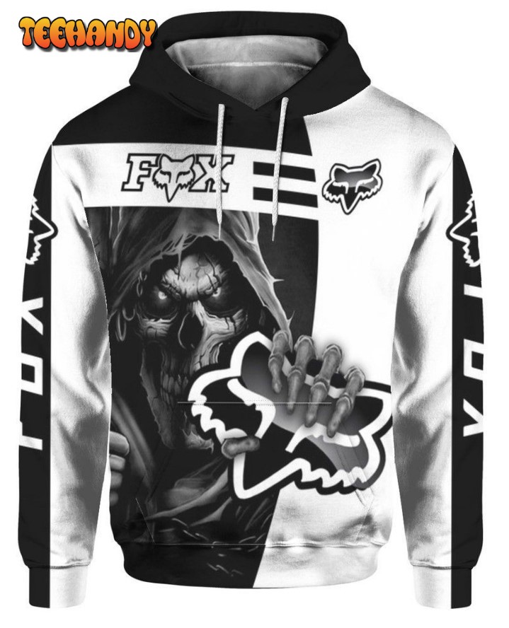 Death Skull Holds Logo Fox Racing All Over Printed 3D Hoodie