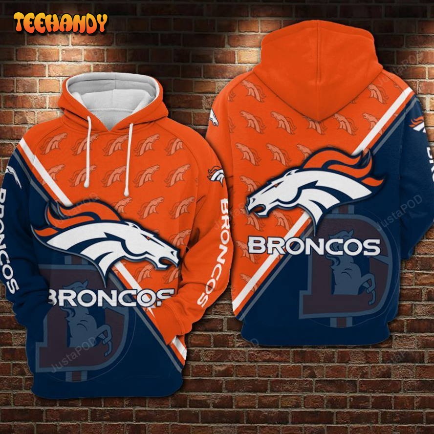 Denver Broncos Nfl Football Big Logo 3d Hoodie For Men For Women