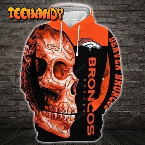 Denver Broncos Nfl Skull 3d Hoodie For Men For Women Hoodie