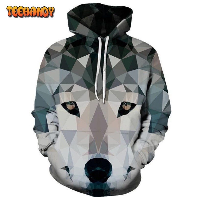 Diamond Wolf Printed 3D Hoodies Men Sweatshirts Animal Hooded Pullover