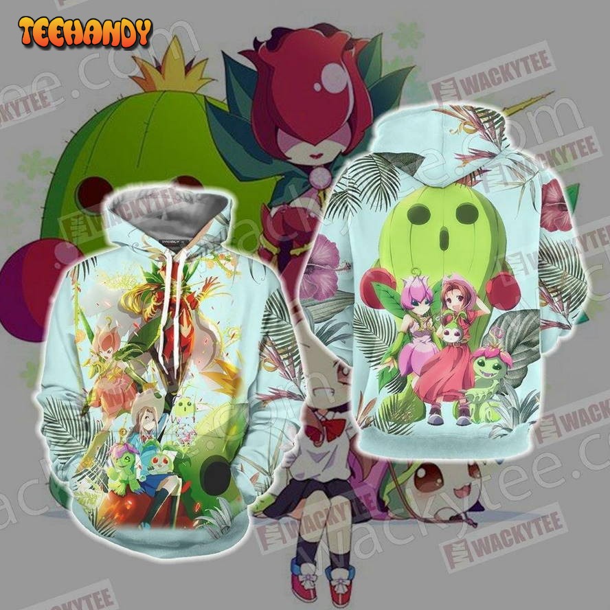 Digimon Palmon Evolution Line 3D Hoodie All Over Print Hoodie