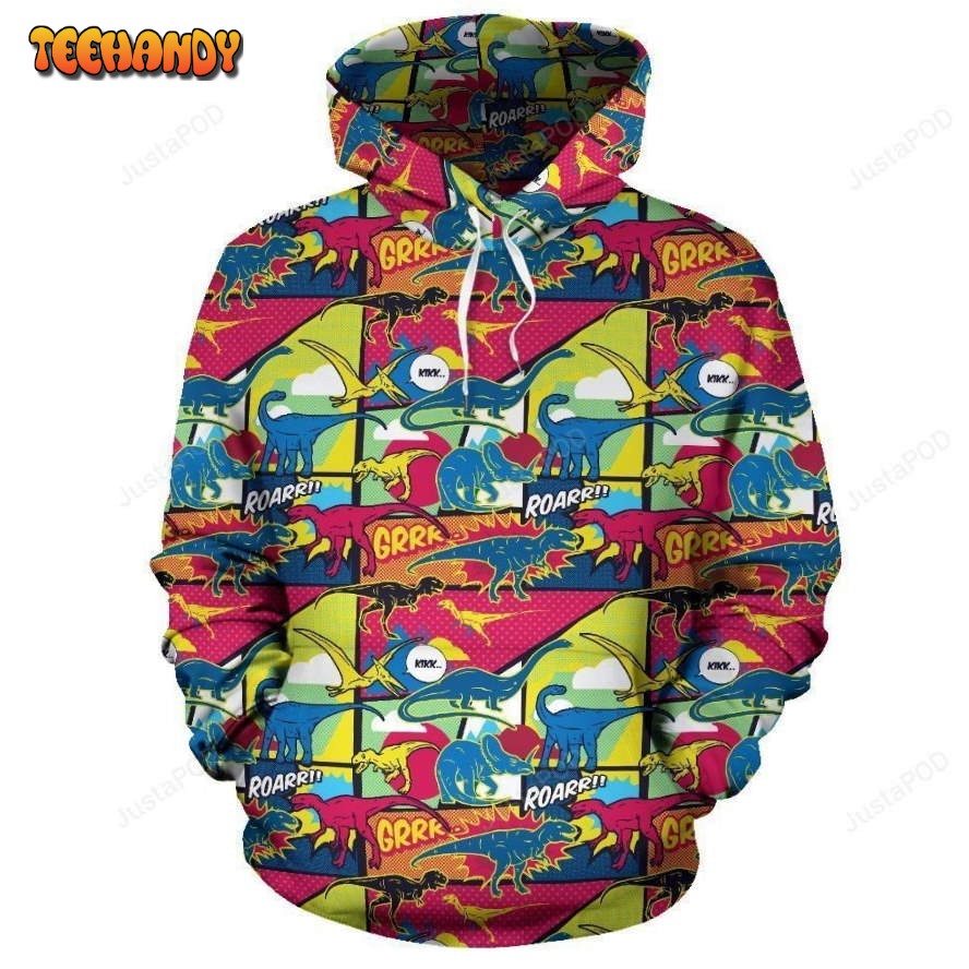 Dinosaur Comic Pop Art Style Pullover 3D Hoodie For Men Women Hoodie