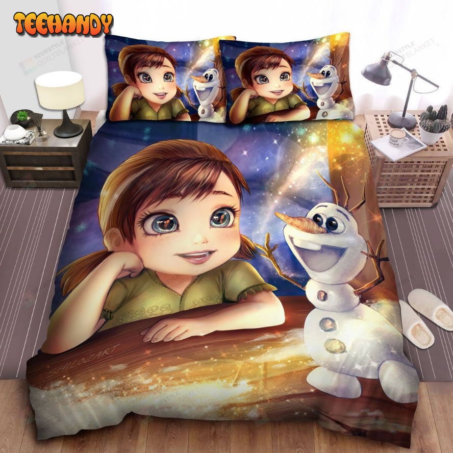 Disney Frozen Anna and Olaf Digital Art Spread Comforter Bedding Sets