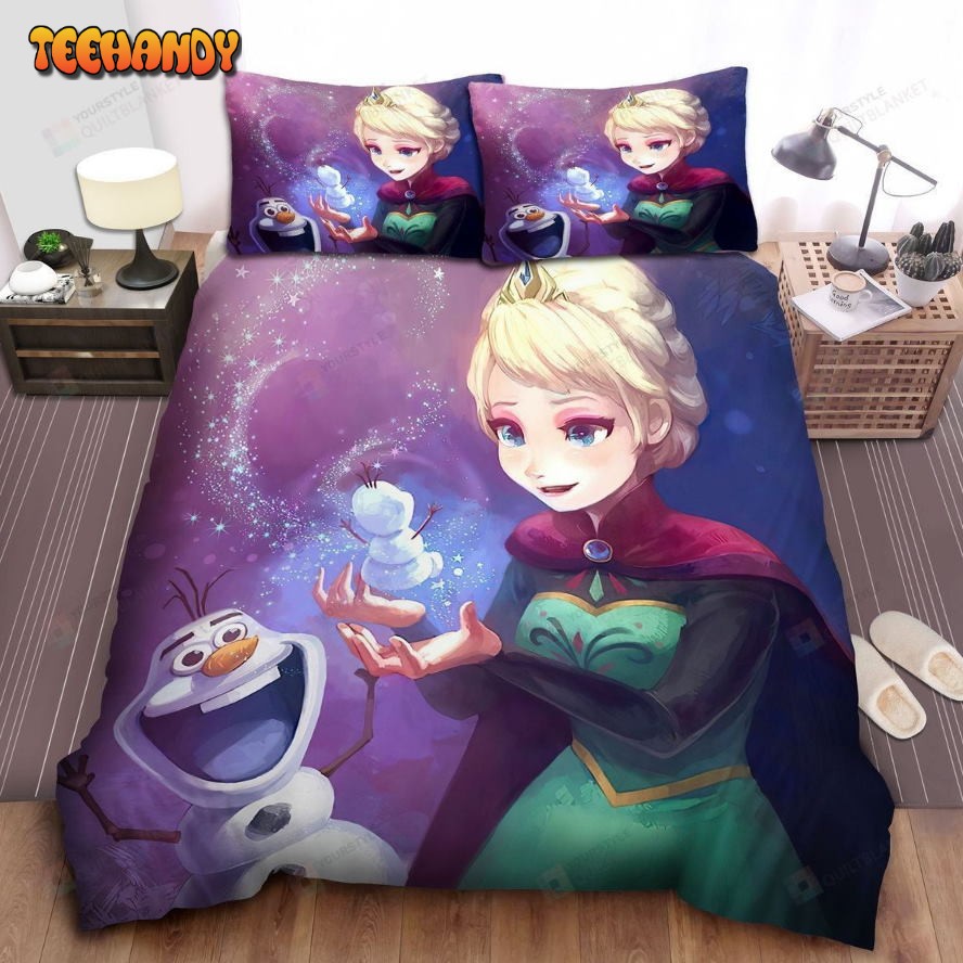 Disney Frozen Elsa and Olaf Creating Tiny Snowman Digital Bedding Sets