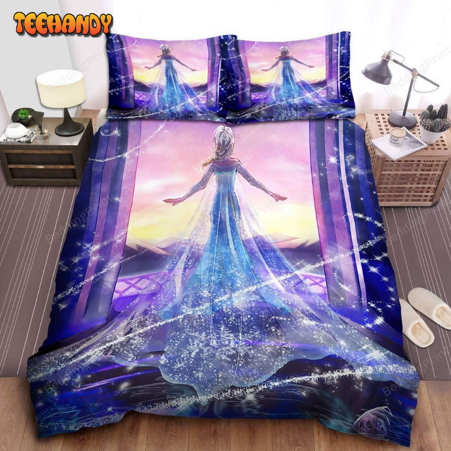 Disney Frozen Elsa In Gorgeous Snowflake Dress Let It Go Bedding Sets