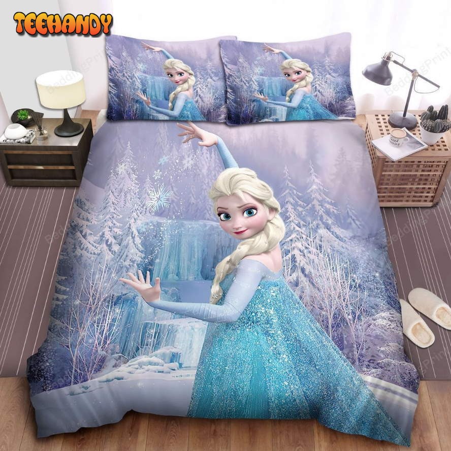 Disney Frozen Elsa In The Snow Forest Bed Sheets Duvet Cover Bedding Sets