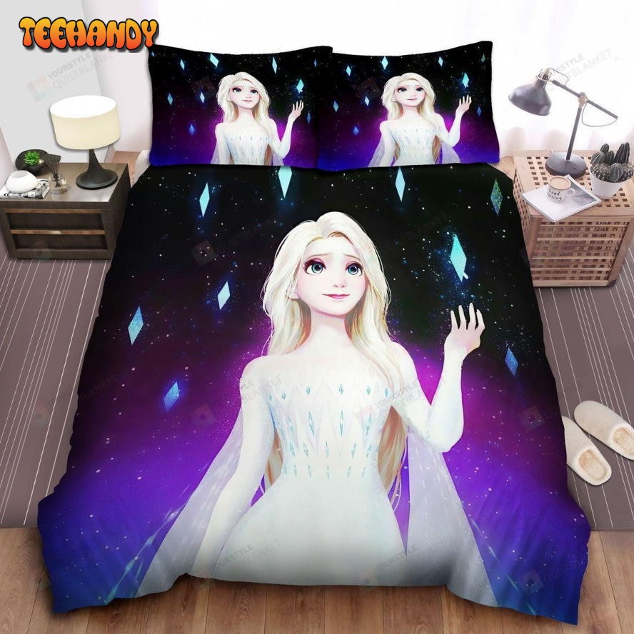 Disney Frozen Elsa In White Dress Digital Illustration Comforter Bedding Sets