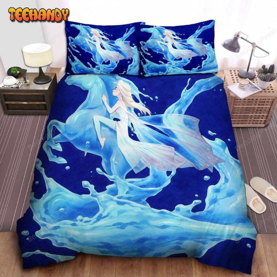 Disney Frozen Elsa Riding Nokk Painting Bed Sheets Duvet Cover Bedding Sets