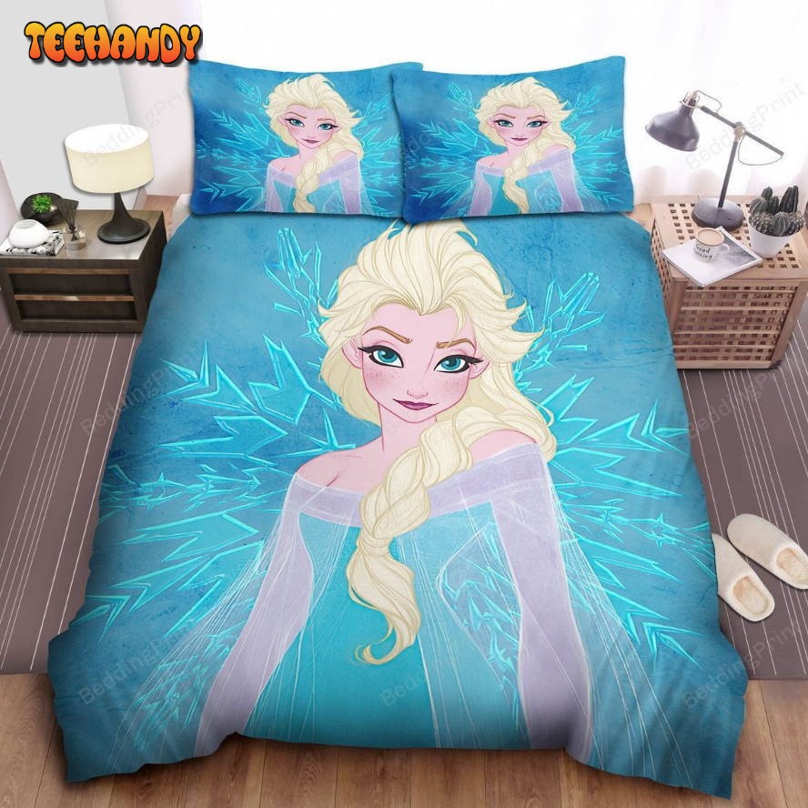 Disney Frozen Elsa With White Hair Portrait Bed Sheets Duvet Cover Bedding Sets