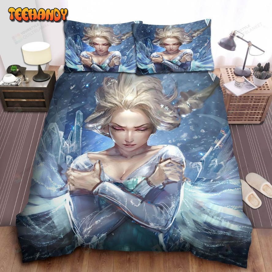 Disney Frozen Lonely Elsa In The Snow Storm Spread Comforter Bedding Sets