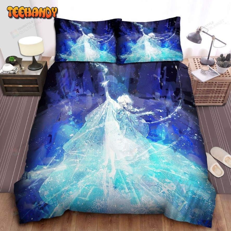 Disney Frozen Sparkling Elsa Performing Her Magic Illustration Bedding Sets