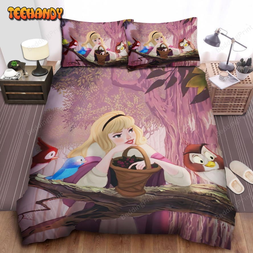 Disney Princess Aurora And The Birds Bed Sheet Duvet Cover Bedding Sets