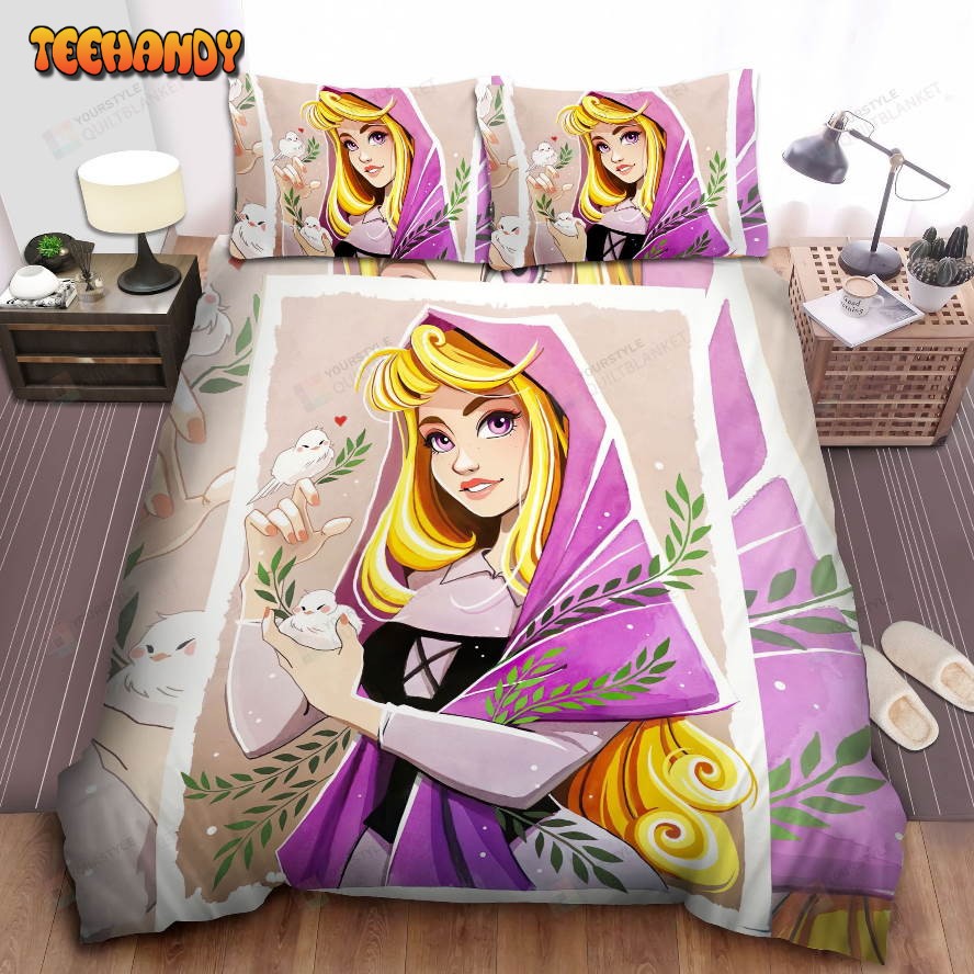 Disney Princess Aurora And The White Birds In Digital Art Bedding Sets