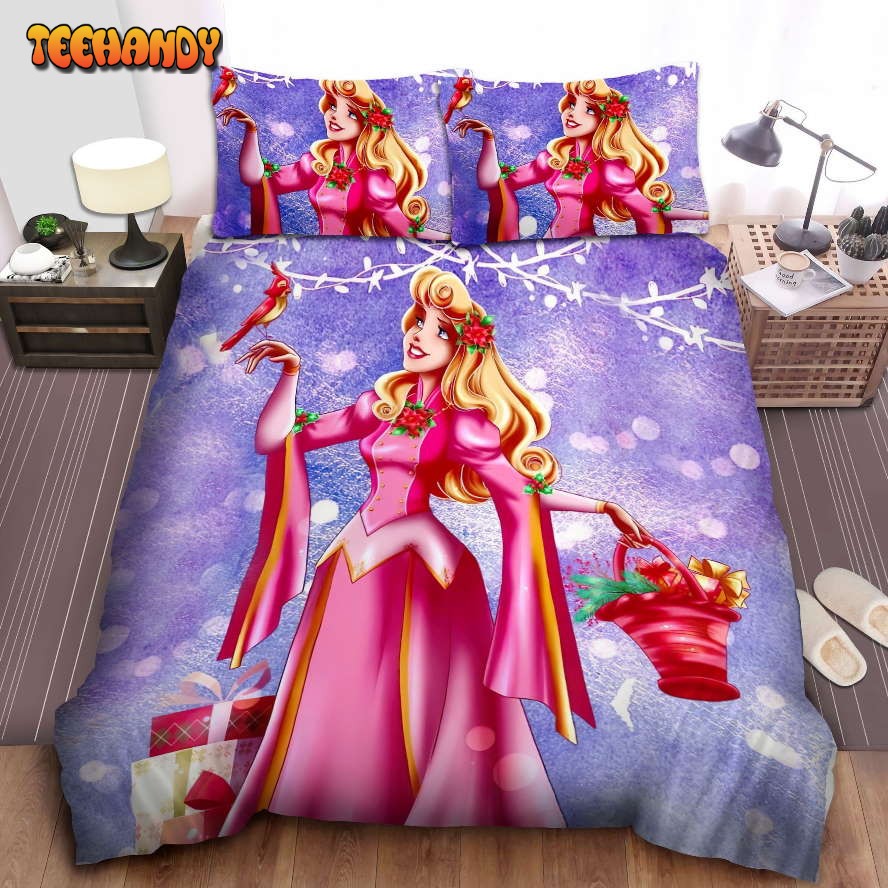 Disney Princess Aurora On Christmas Eve Spread Comforter Bedding Sets