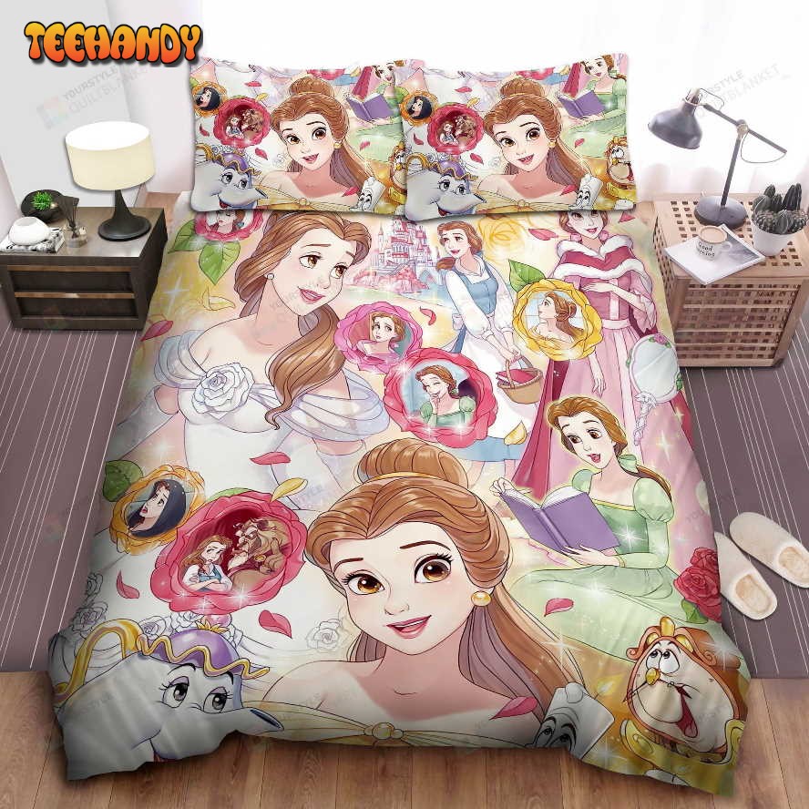 Disney Princess Belle In Different Appearances Spread Comforter Bedding Sets