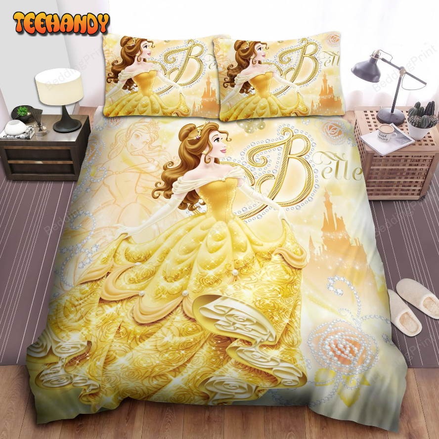 Disney Princess Belle With Sparkle Jewelries Bed Sheet Duvet Cover Bedding Sets