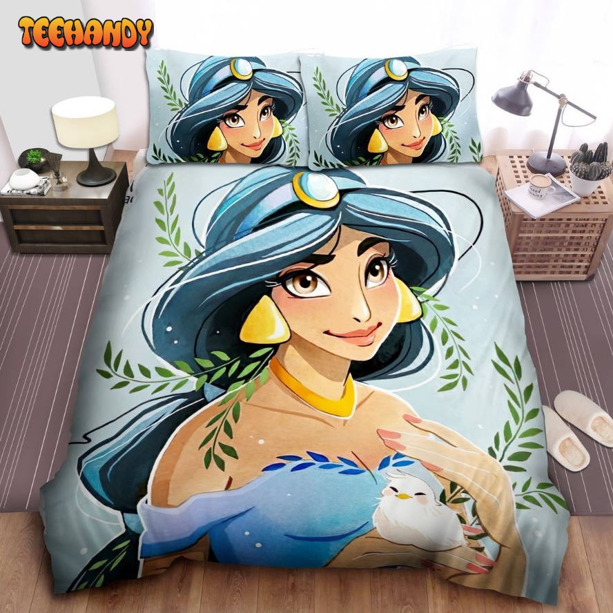 Disney Princess Jasmine And A Bird Digital Drawing Comforter Bedding Sets