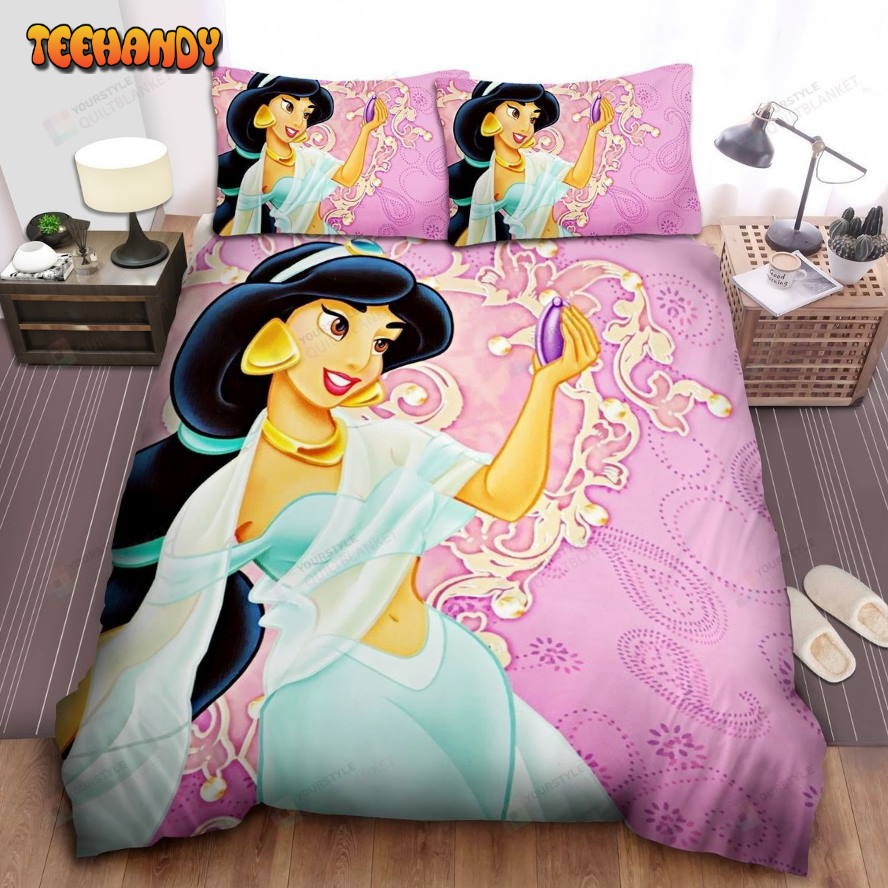 Disney Princess Jasmine And Handheld Mirror Spread Comforter Bedding Sets