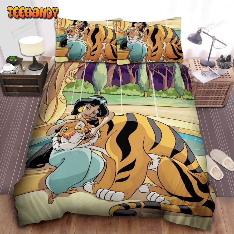 Disney Princess Jasmine And Rajah Drawing Spread Comforter Bedding Sets