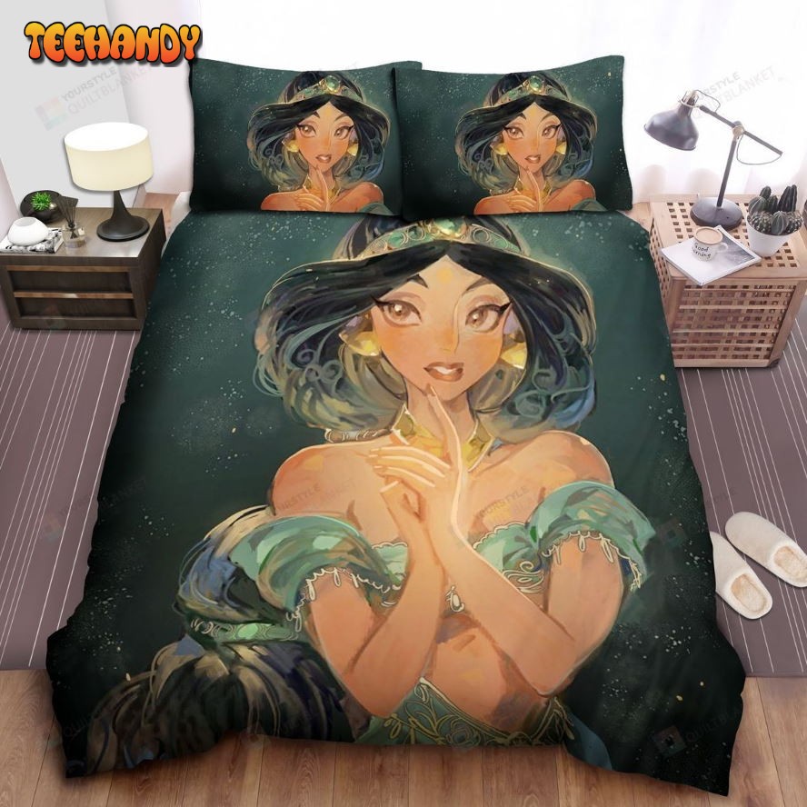 Disney Princess Jasmine In Watercolor Portrait Spread Comforter Bedding Sets