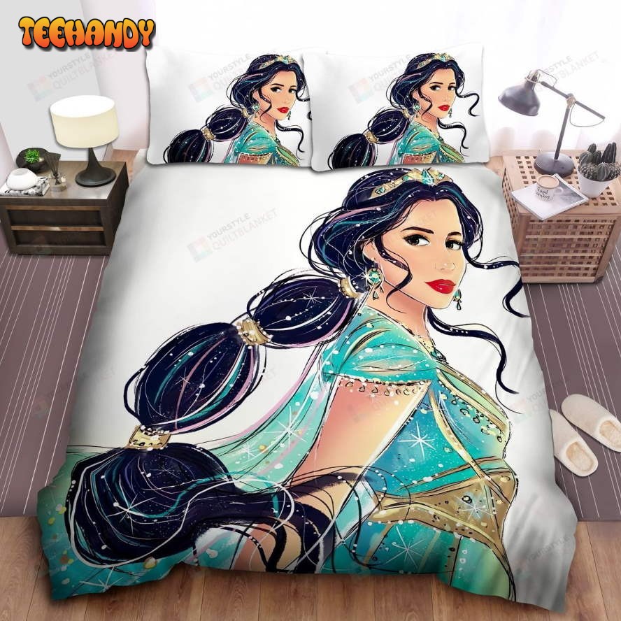 Disney Princess Jasmine Portrait Drawing Spread Comforter Bedding Sets