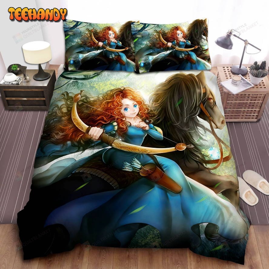 Disney Princess Merida Horseback Archery Digital Art Comforter Bedding Sets