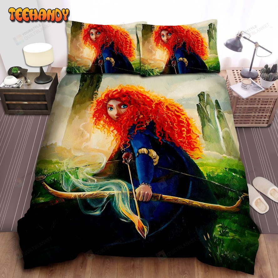 Disney Princess Merida With Flaming Arrow Painting Comforter Bedding Sets