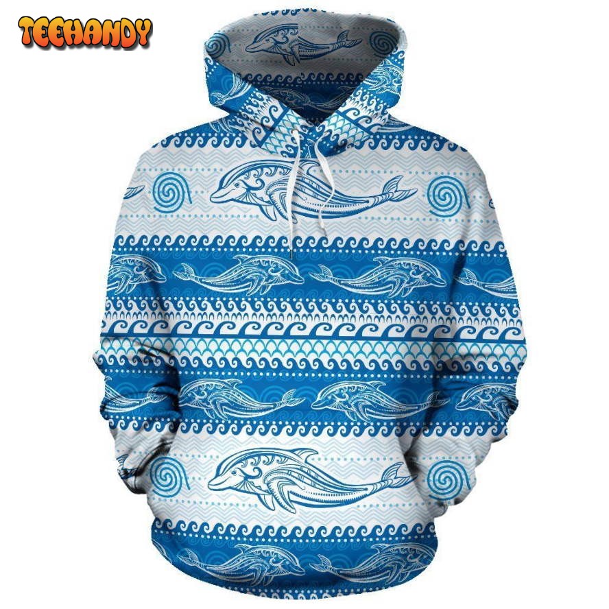 Dolphin Tribal Print Pattern Pullover 3D Hoodie For Men Women Hoodie