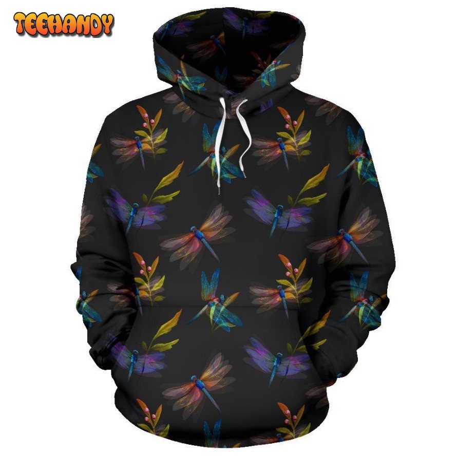 Dragonfly Colorful Realistic Print Pullover 3D Hoodie For Men Women