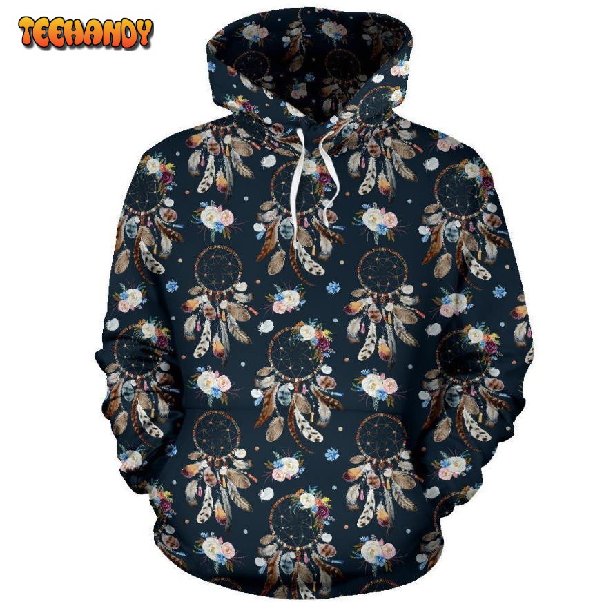 Dream Catcher Boho Floral Style Pullover 3D Hoodie For Men Women