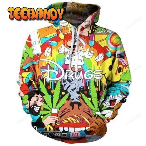 Drugs! Cartoon Collage Pullover And Zippered Hoodies Custom 3d Graphic