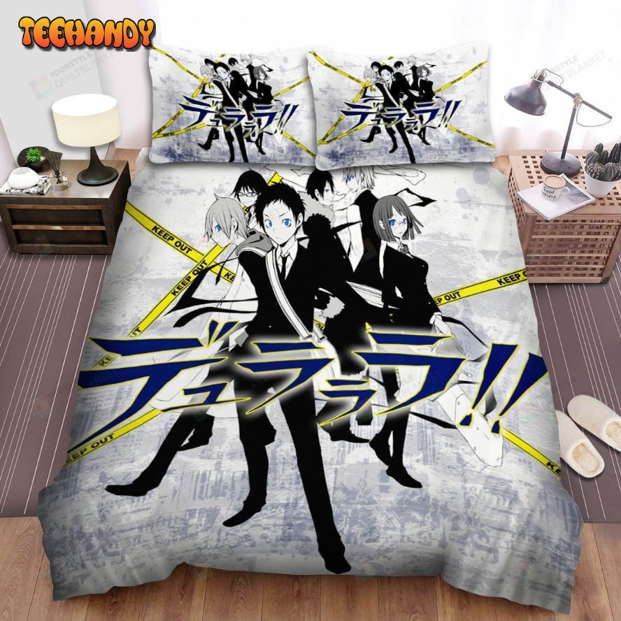 Durarara!! Characters With Barricade Tape Art Comforter Bedding Sets