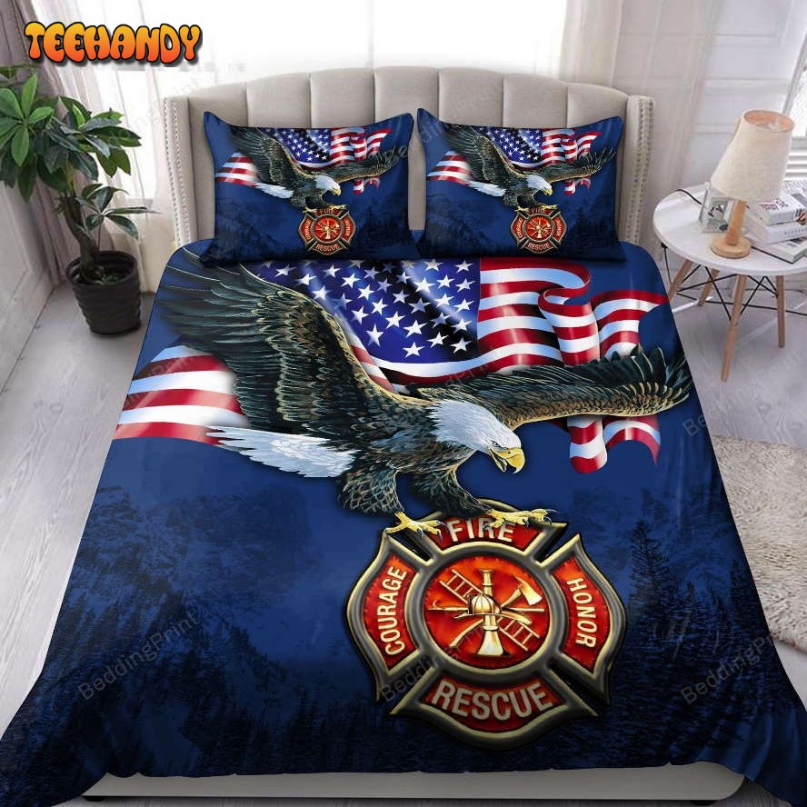 Eagle Firefighter American Flag Bedding Set Duvet Cover Bedding Sets