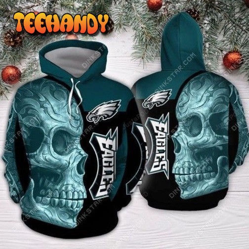 Philadelphia Eagles Hoodie 3D Tribal Skull Blue Black Unique