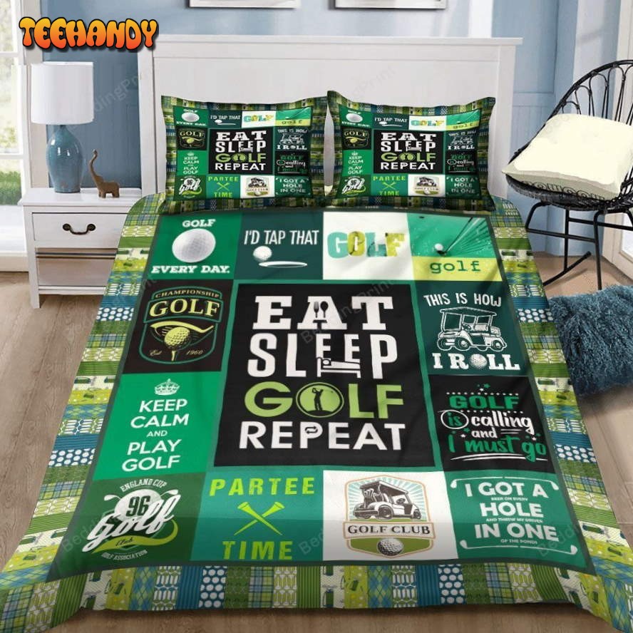 Eat Sleep Golf Repeat Bedding Set For Fans