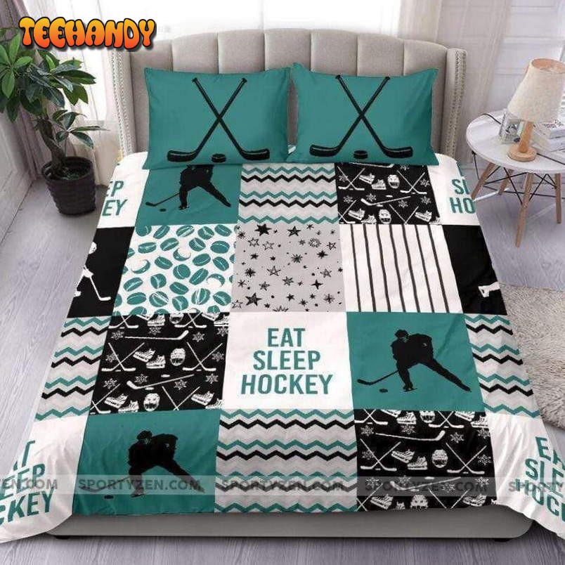 Eat Sleep Hockey Custom Duvet Cover Bedding Set