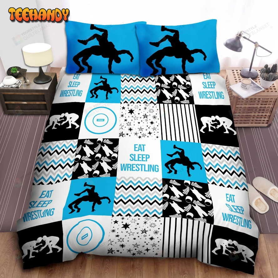 Eat Sleep Wrestling Bed Sheets Spread Duvet Cover Bedding Sets