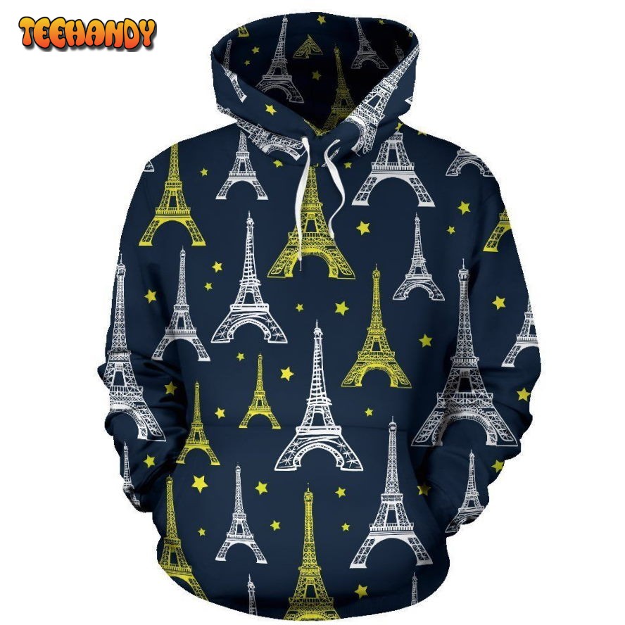 Eiffel Tower Star Print Pullover 3D Hoodie For Men Women Hoodie