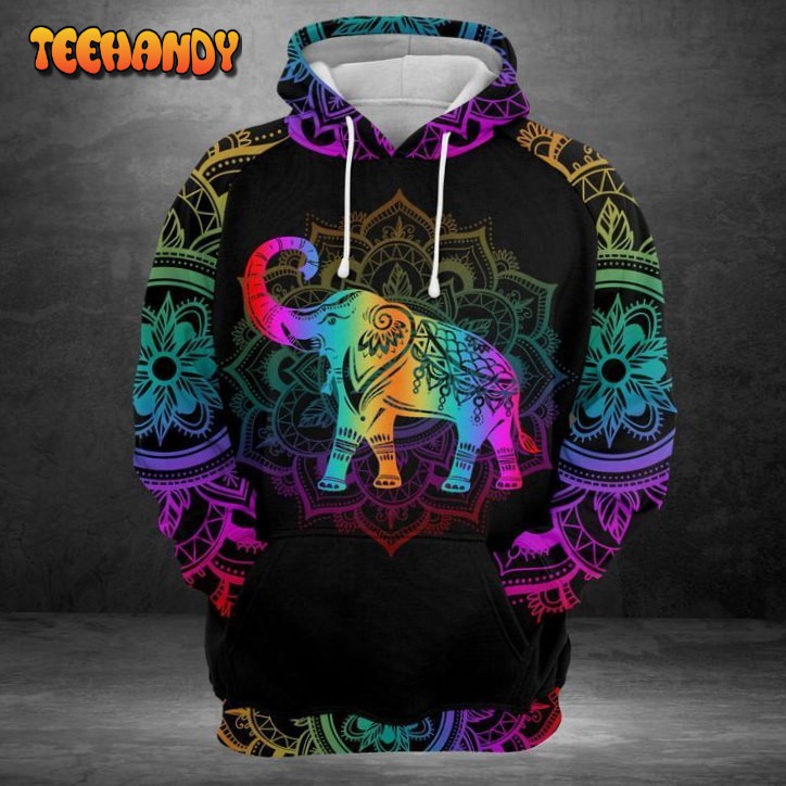 Elephant Mandala Color Black 3d Hoodie For Men For Women Elephant