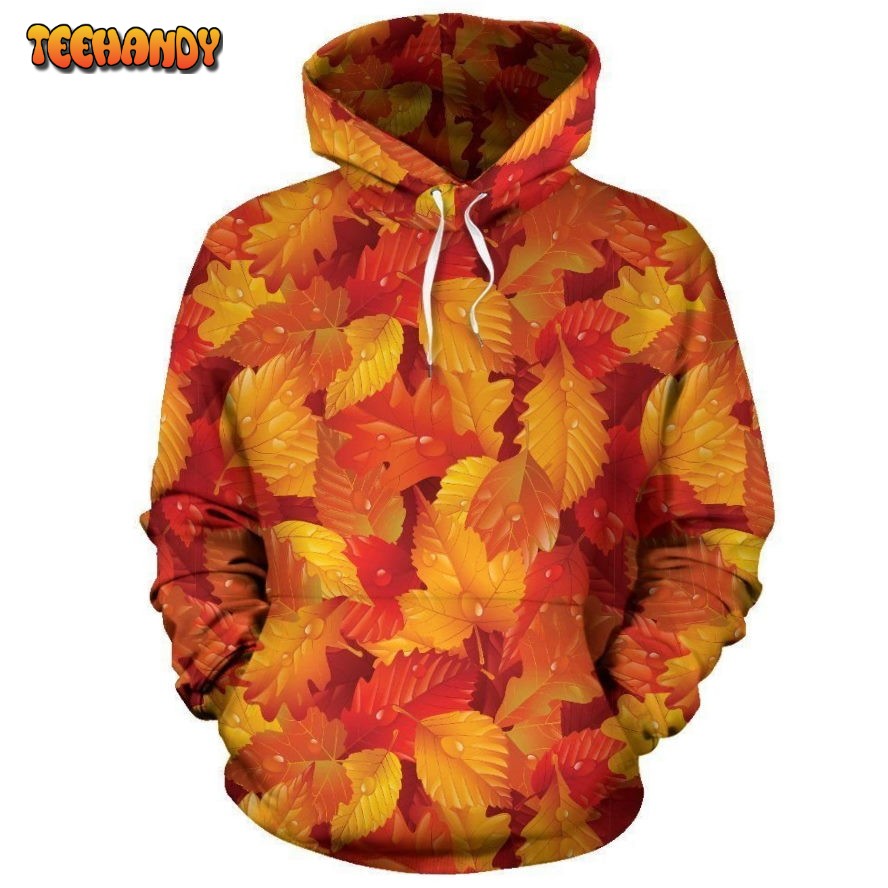 Elm Leave Autum Print Pattern Pullover 3D Hoodie For Men Women