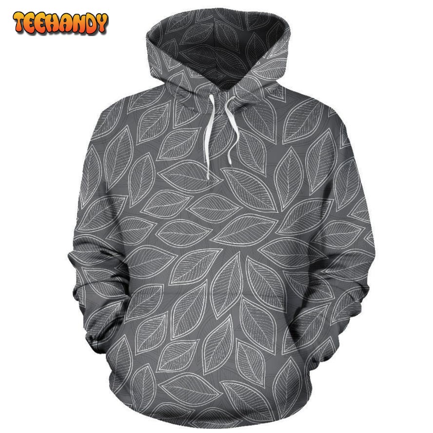 Elm Leave Grey Print Pattern Pullover 3D Hoodie For Men Women