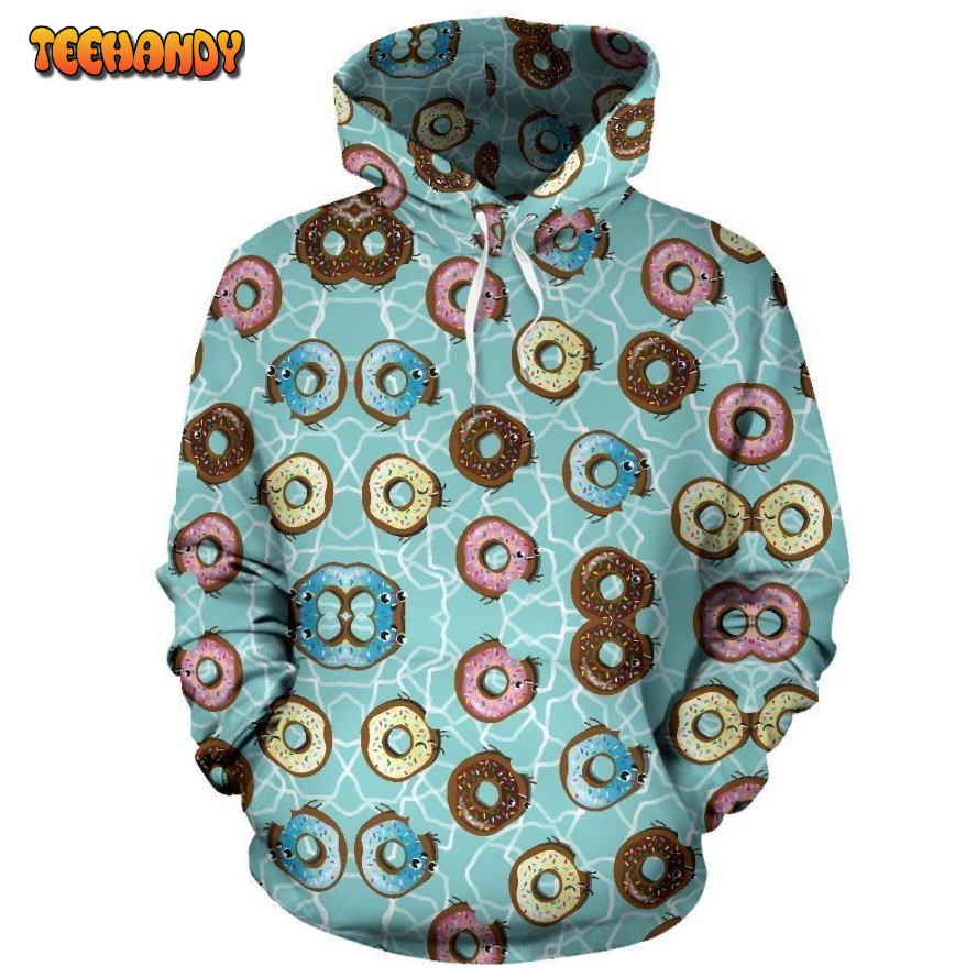 Emoji Donut Print Pattern Pullover 3D Hoodie For Men Women Hoodie