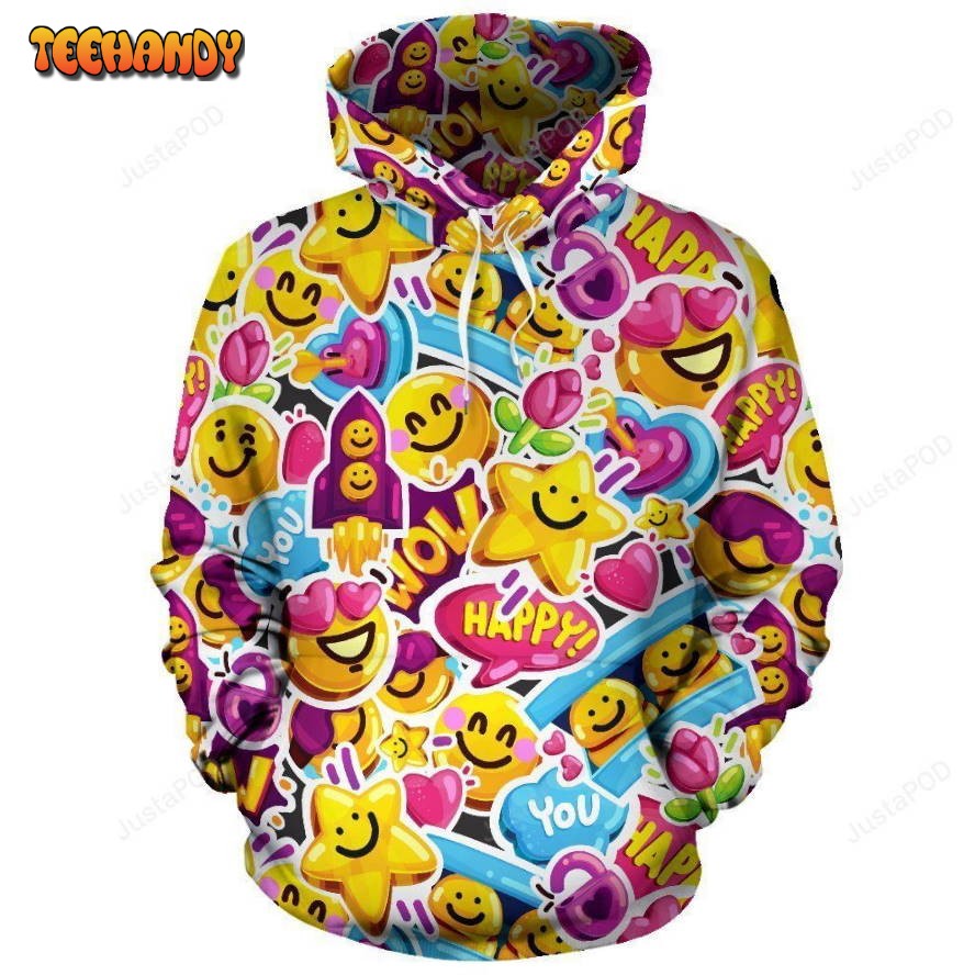 Emoji Sticker Print Pattern Pullover 3D Hoodie For Men Women Hoodie