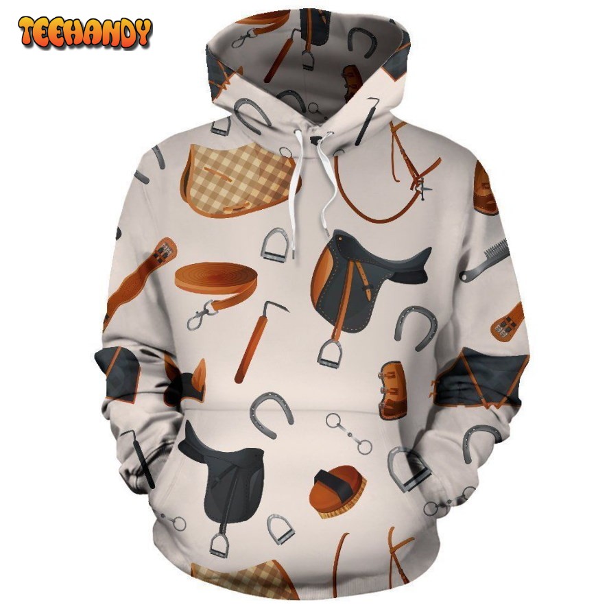 Equestrian Equipment Print Pattern Pullover 3D Hoodie For Men Women