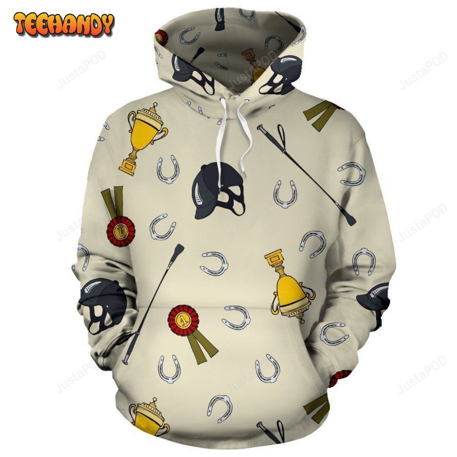 Equestrian Horseshoe Equipment Pullover 3D Hoodie For Men Women