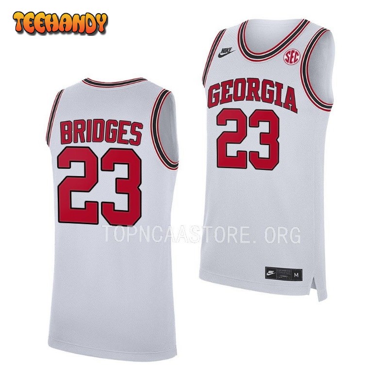 Georgia Bulldogs Braelen Bridges 2023 White Home College Basketball Jersey