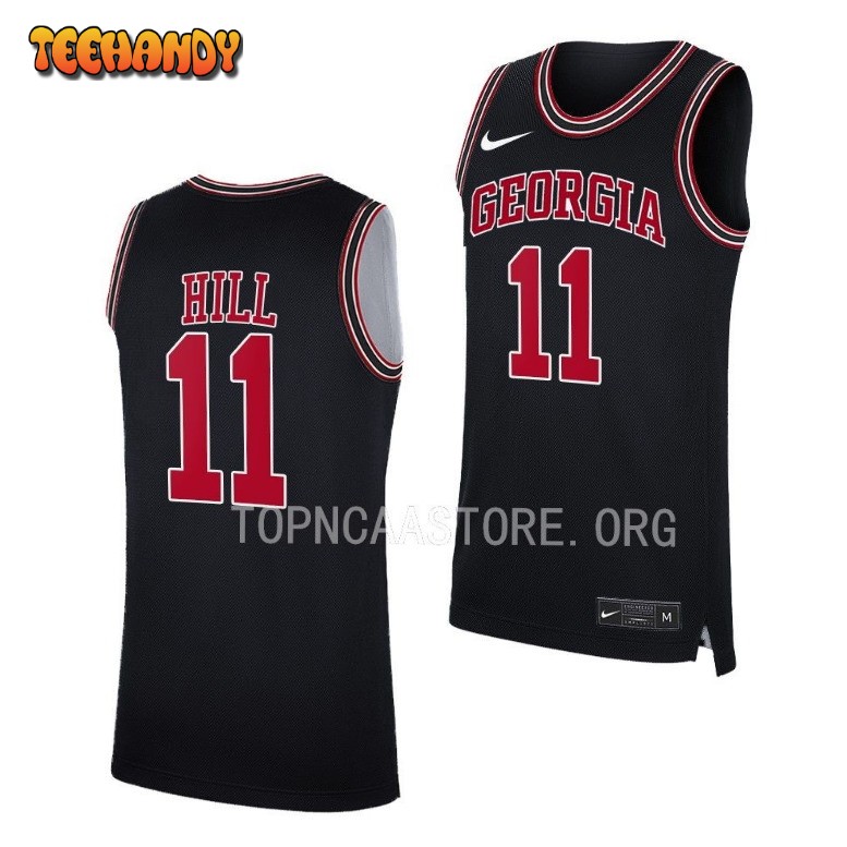 Georgia Bulldogs Justin Hill 2023 Black Throwback College Basketball Jersey